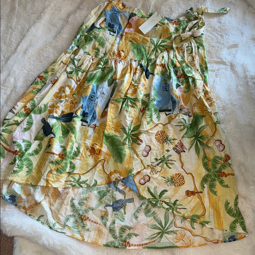 Tropical Print Wrap Skirt Set